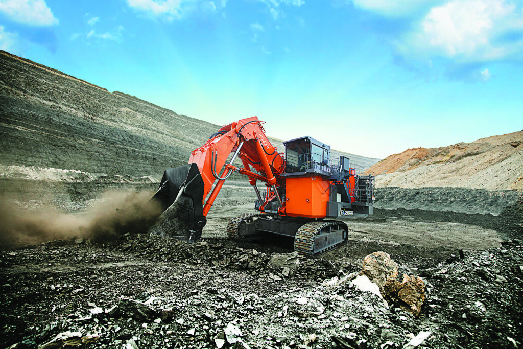 Koparka górnicza Hitachi EX2600-7 pracująca w kopalni